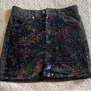 Sequin Jean Skirt TopShop Moto